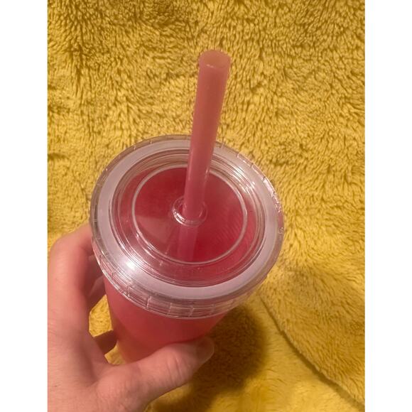 Dunkin' Summer 2024 Collection Silicone Sipper pink cold drink tumbler w/ straw - Picture 5 of 6